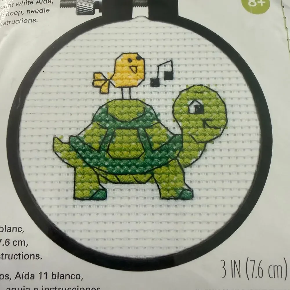 Dimensions Learn-A-Craft Cross Stitch Kits Lot of 2 Turtle Peace Sign NEW